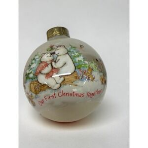 Hallmark Keepsake Ornament First Christmas Together 1989 Bears Glass Ball VTG